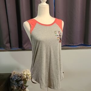 Stranger Things NWT Gray and Coral Top - Ladies Medium